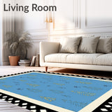 Winter Wonderland Scene Featuring Stylized Trees and Snow Flurries(Blue)