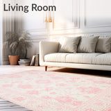 Chic Pink and White Area Featuring Subtle Bow Knot Elements(Pink)