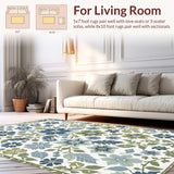 Ultra Soft Area Rug, Non Slip, Stain Resistant, Washable Area Rugs for Living Room, Bedroom, Modern Floral Washable Living Room(White)