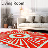 Abstract Sunburst Medallion with Motif and Southwest Flair(Red)
