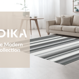 Ultra Soft Area Rug, Non Slip, Stain Resistant, Washable Area Rugs for Living Room, Bedroom, Monochrome Maze: Striped Accent Rug, Bold Style(Black)