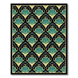 Teal Damask Fan Motif Area Rug