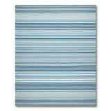 ODIKA Blue and White Striped Washable Area Rug - Low Pile Non-Slip Coastal Living Room Carpet