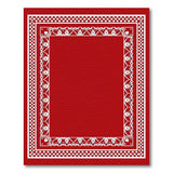 Red Ornate Border Area Rug with White Intricate Motifs