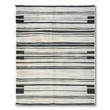 Bold Black White Geometric Striped Woven Rug
