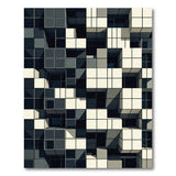 Black White Geometric Cube Area Rug