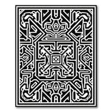 Intricate Black White Geometric Labyrinth Rug