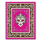 Ornate Venetian Mask Pink Area Rug