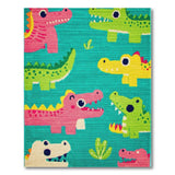 Playful Cartoon Crocodile Kids Area Rug