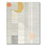 Geometric Modern Area Rug with Orange Circles Gold