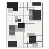 Abstract Grid Black White Geometric Rug