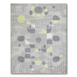 Abstract Geometric Grey Area Rug with Lime Accents