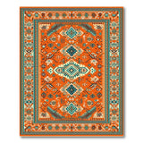 Southwestern Vibrant Orange Teal Southwestern Geometric Rug