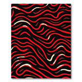 Red Vibrant Red Wavy Abstract Area Rug
