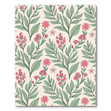 Vintage Pink Floral Green Leaf Area Rug