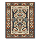 Washable Southwestern Aztec Area Rug, Low Pile Geometric Pattern, Non-Slip & Pet Friendly