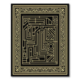 Gold Maze Labyrinth Geometric Area Rug