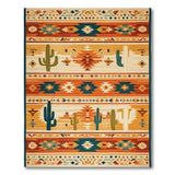 Southwestern Cactus Geometric Area Rug in Orange Teal