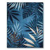 Coastal Beach Blue and Teal Teal Palm Frond Area Rug