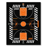 Basketball Court Geometric Orange Area Rug