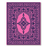Pink Navy Ornate Persian Border Area Rug