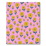 Playful Yellow Daisy Pattern Pink Area Rug