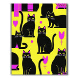 Multi-color and Patterns Playful Black Cats Yellow Area Rug