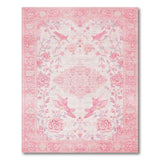 Blush Pink Persian Floral Rug with Roses Birds
