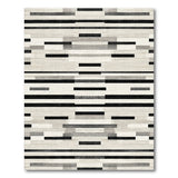 Modern Black White Geometric Stripe Black and White Area Rug
