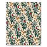Cream Fern Fronds Red Berry Area Rug