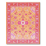 Hot Pink Orange Persian Floral Area Rug