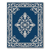 Traditional Persian Blue and Teal Navy Blue Ornate Medallion Area Rug