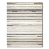 Beige Grey Striped Woven Boho Rug