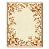 Elegant Gold Floral Border Cream Area Rug