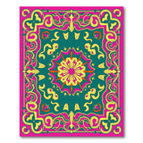 ODIKA Washable Bohemian Mandala Floral Area Rug - Pink & Teal Low Pile Non-Slip Rug