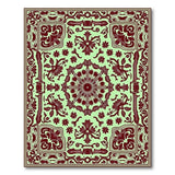 Mint Green Maroon Floral Medallion Area Rug