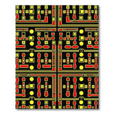 Retro Maze Geometric Area Rug in Yellow Red