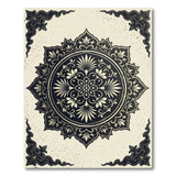Black and White Ornate Black Mandala Persian Rug