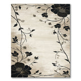 Vintage Black Floral Beige Area Rug