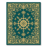 Blue and Teal Teal Gold Ornate Floral Medallion Rug