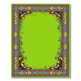 Emerald Green Area Rug with Vibrant Floral Border