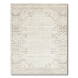 Beige and Neutral Cream Beige Geometric Border Area Rug