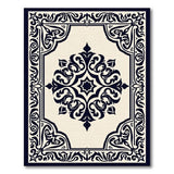 Black Medallion Persian Area Rug on Ivory