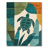 Coastal Teal Sea Turtle Area Rug