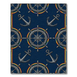 Nautical Anchor and Ship Wheel Area Rug