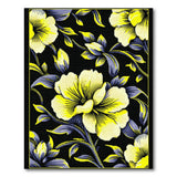 Vibrant Yellow Hibiscus Floral Area Rug on Black