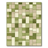 Geometric Modern Green Geometric Grid Area Rug