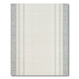 Creamy Beige Grey Vertical Stripe Border Rug