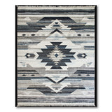 Grey Southwestern Geometric Fringe Area Rug