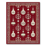 Elegant Red Christmas Ornament Area Rug